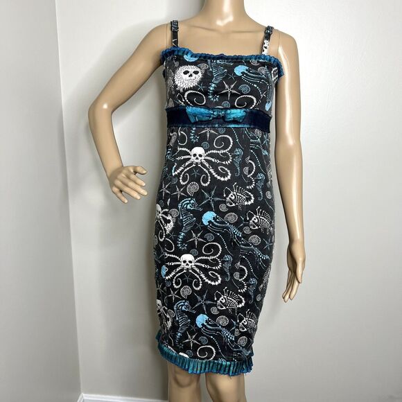 Too Fast Sea Creature Skeleton Bodycon Dress - Picture 1 of 10
